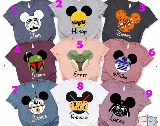 Star War Shirt, Disney Star War Mickey Shirt, Disney Family Vacation Shirt, Disney Group shirt, Star War Character , Disney Matching Shirt