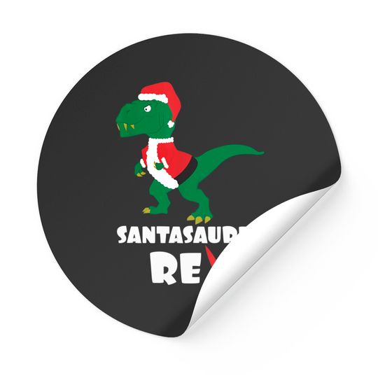 T Rex Christmas Dinosaur Santa Santasaurus Sticker