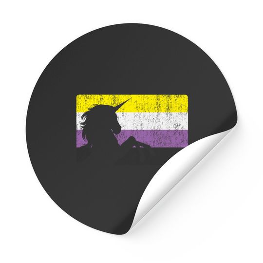 Nonbinary Pride Flag Sticker Non-binary Unicorn Pride Flag Vintage Nonbinary Gift