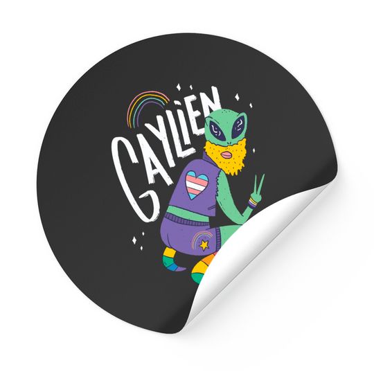 Gay Alien Gaylien Illustration Lgbtq+ Cartoon Sticker