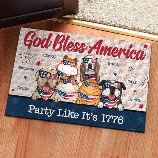 God Bless America - Customized Text - 4th Of July Funny Personalized Pet Decorative Mat (Cat & Dog)