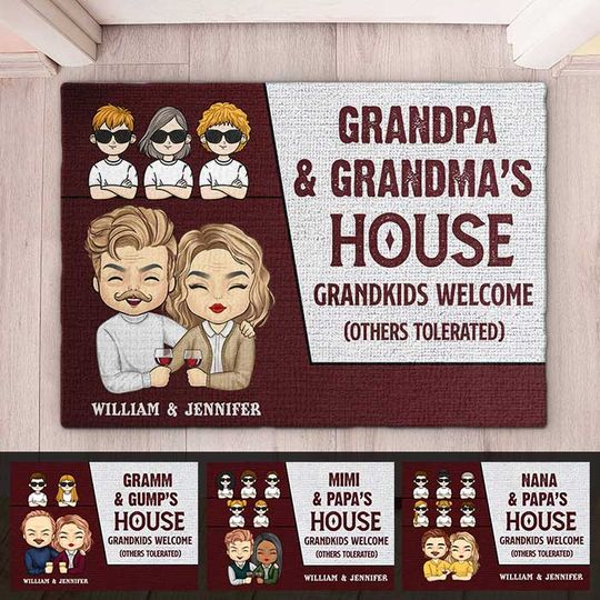 Grandpa & Grandma's House, Grandkids Welcome - Gift For Couples, Husband Wife - Personalized Decorative Mat