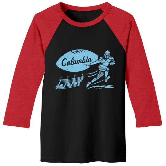 Vintage College Football - Columbia Lions (Blue Columbia Wordmark) - Columbia University - Baseball Tees