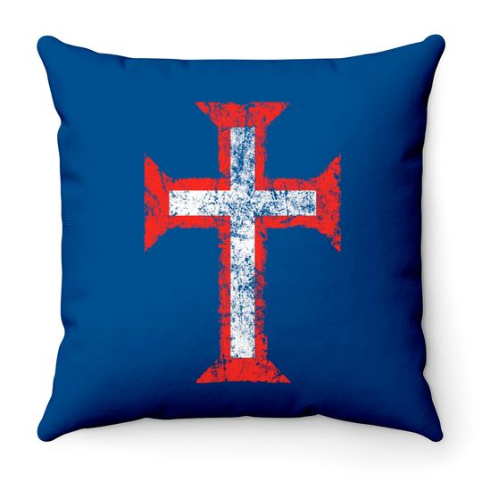Order of Christ Cross-Templar-Portugal-Distressed - Templar - Throw Pillows