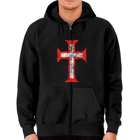 Order of Christ Cross-Templar-Portugal-Distressed - Templar - Zip Hoodies