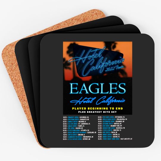 2022 The Eagles Hotel California Concert US Tour Coasters, The Eagles 2022 Tour Coaster, 2022 Music Festival