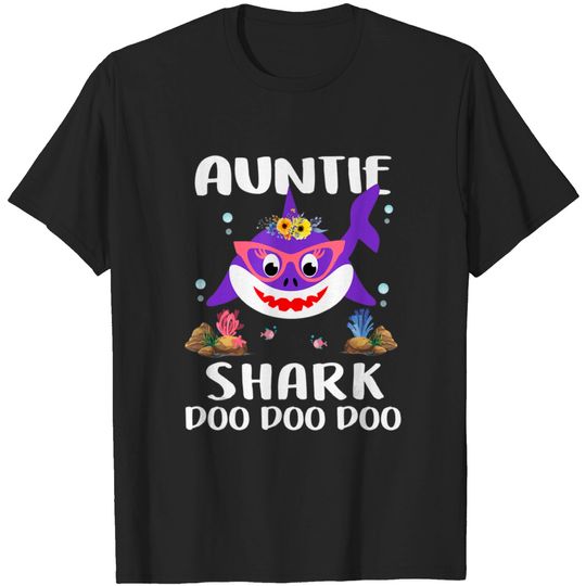 Auntie Shark Shirt Mothers Day Gift Idea For Mother Wife - Auntie Shark - T-Shirt