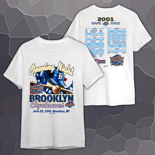 Vintage 2001 Brooklyn Cyclones Inaugural Season Opening Night T-Shirt, Brooklyn Cyclones Baseball Team Shirt