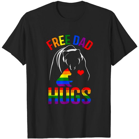Free Dad Hugs Bear Lover Rainbow LGBT Pride Tshirt Gift