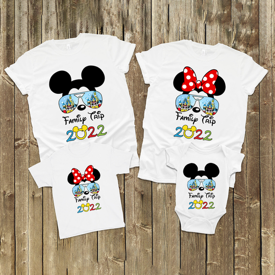Mickey and Minnie disneyworld family trip shirts 2022 Disney Castle Disneyland shirt family shirts