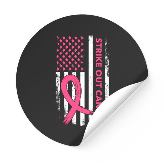 Strike Out Cancer US Flag Stickers