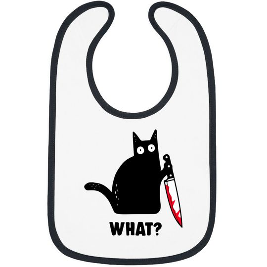 Knife Cat Meme Bibs Cat What? Funny Black Cat Murderous Cat With Knife