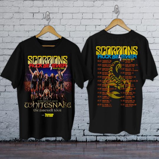 Scorpions Rock Believer World Tour 2022 Double Sided Shirt - Whitesnake Rock Believer North American Tour 2022 Shirt