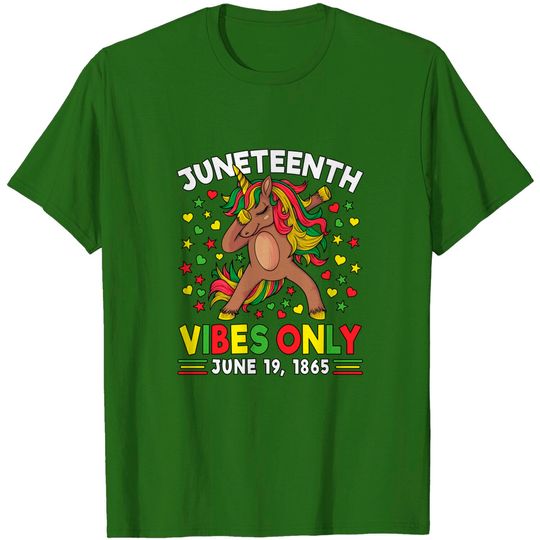 African American Melanin Unicorn Juneteenth Vibes Only T-Shirt