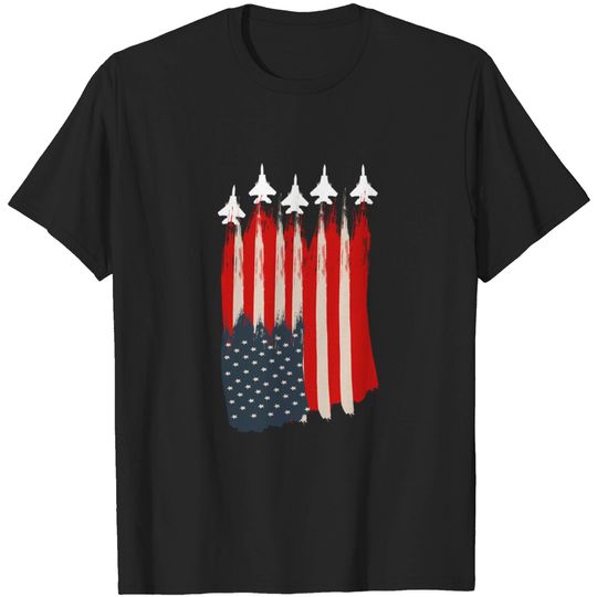 american flag and patriotic jets..4th of july gift - 4th Of July Gift - T-Shirt