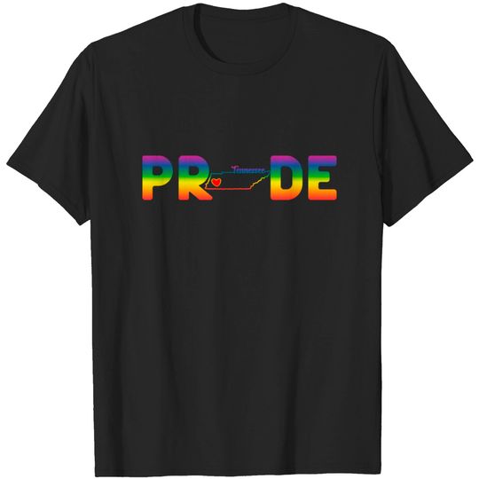 Tennessee Pride with State Outline of Tennessee in the word Pride - Tennessee Pride - T-Shirt