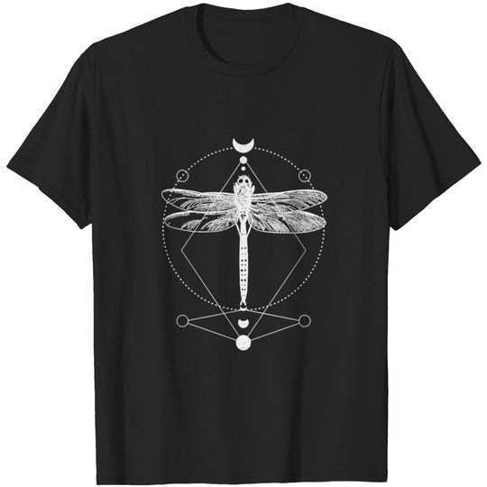 Occult Gothic Satan Moon Phases With Dragonfly T-shirt