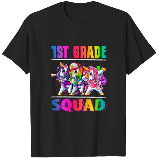 1st Grade Squad Dabbing Unicorn Back to School Backpack Girl T-Shirt