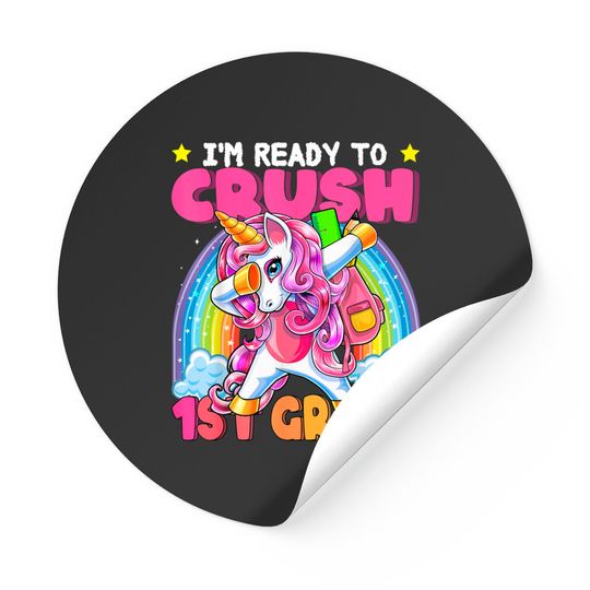 Crush 1st Grade Dabbing Unicorn Back to School Girls Gift Stickers
