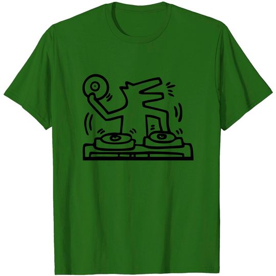 Keith lovers haring outline dj dog - Keith Lovers Haring Outline Dj Dog - T-Shirt