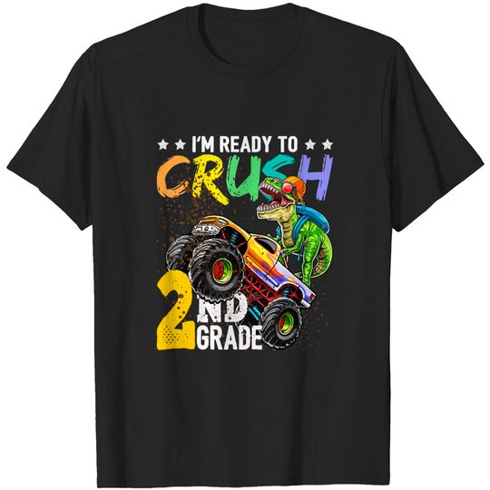 Crush 2nd Grade Dinosaur Monster Truck Back to School Boys T-Shirt