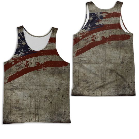 American Vintage Flag Men Tank Tops July 4Th Printing 3D