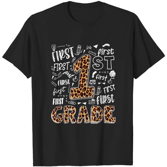 First Grade Teacher Shirt, Back To School Party Shirt, Leopard Print 1st Grade