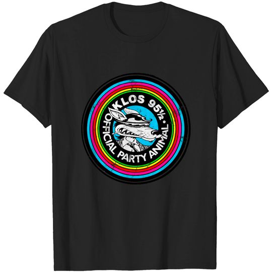 KLOS LA Party Animal / Defunct 80s Radio Station Logo - Radio Station - T-Shirt