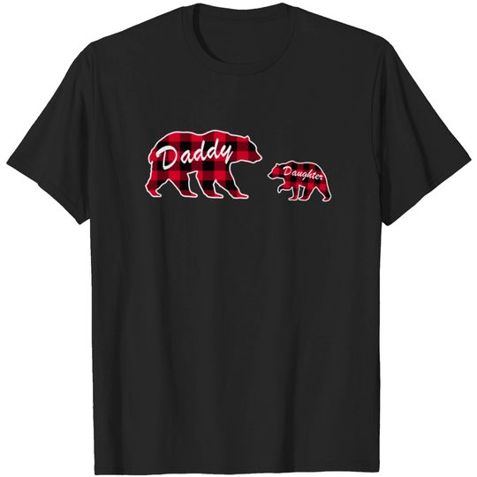 Red Plaid Papa Bear & Daughter Daddy & Daughter T-shirt