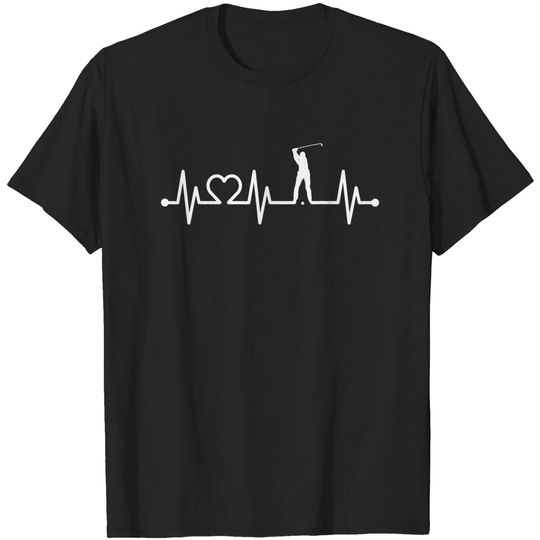 ECG Pulse Heartbeat Golf with Heart T-Shirt