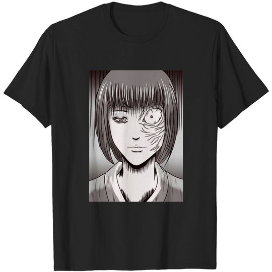 Creepy Horror Manga Anime Woman Eyes Halloween Art T-Shirt