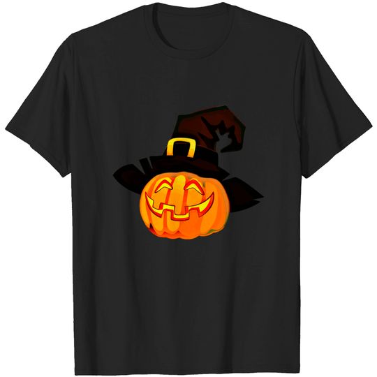 Funny Pumpkin lantern Halloween witch Hat - Pumpkin Halloween Witch Hat - T-Shirt