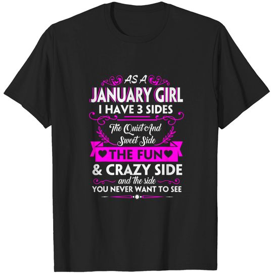 Birthday - Three Sides January Girl T-Shirt