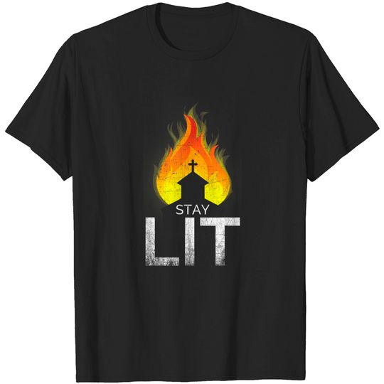 Stay Lit Occult Burning Church Satanic Witchcraft Design T-Shirt
