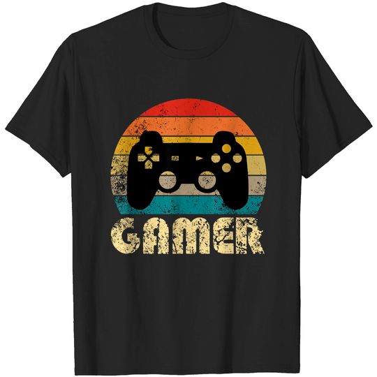 Vintage Retro Gamer Video Game Player Boys Teens Men T-Shirt