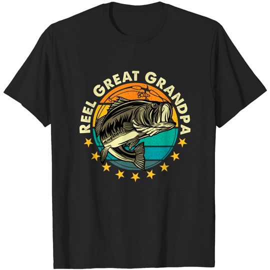 Funny Fishermen Reel Great Grandpa Mens Fishing Grandfather T-Shirt