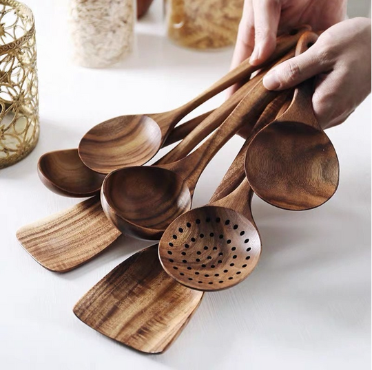 Spoons and Spatulas Kitchen Wooden Utensils Set for Cooking