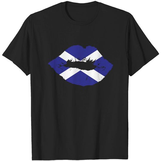 Scotland Flag Lips Kiss - Scotland Face Mask - T-Shirt