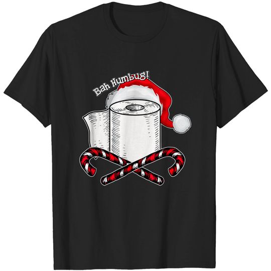 Bah Humbug Toilet Paper Santa Hat Candy Cane Christmas Gifts T-Shirt