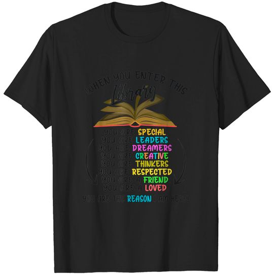 Cool Bookworm Librarian Enter Library Quotes Design T Shirt