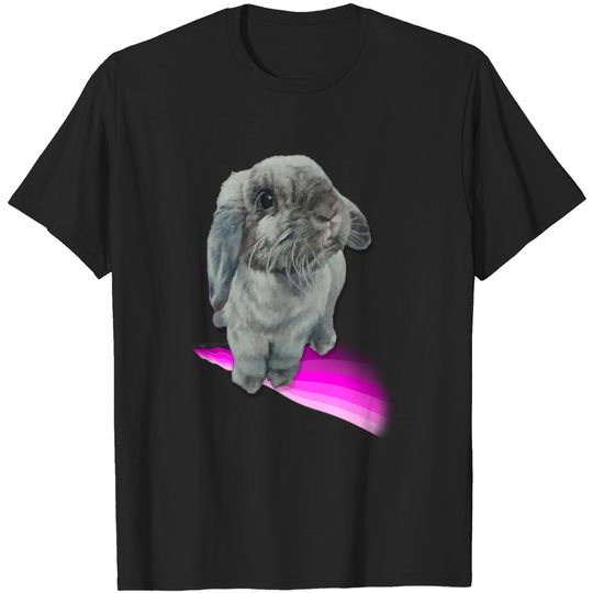 Gorgeous seal point mini lop bunny on a pastel rainbow! - Rabbit - T-Shirt