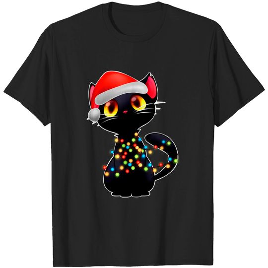 Christmas Black Cat Lover Xmas Cat  T-Shirt