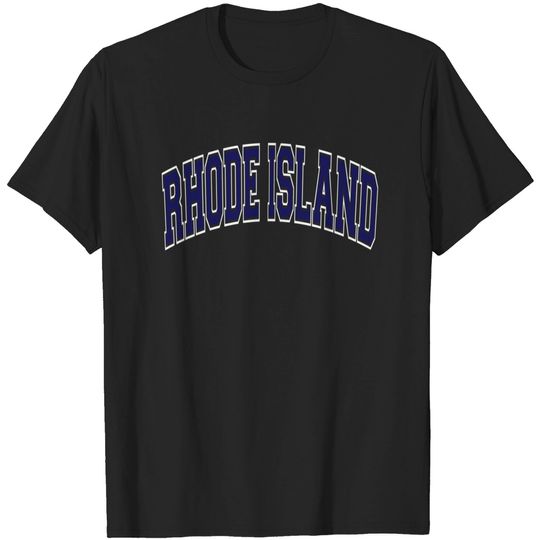 Rhode Island Varsity Style Navy Blue Text T-Shirt