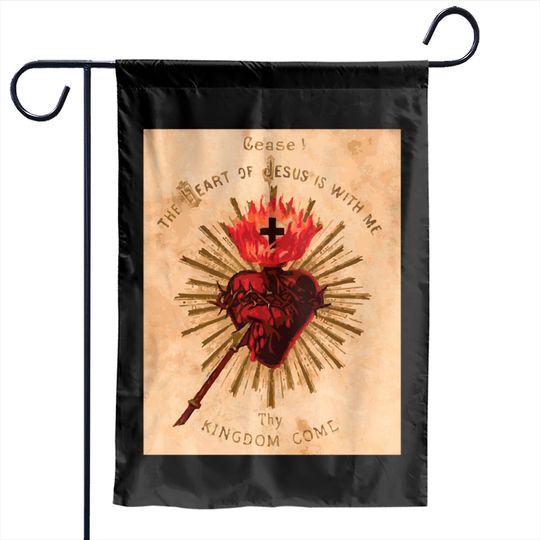Vintage Sacred Heart of Jesus Catholic Art Traditional Garden Flags