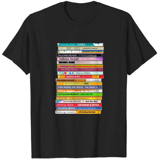 The Sounds of the Talking Heads ))(( Retro 80s CD Stack Fan Art - Talking Heads - T-Shirt