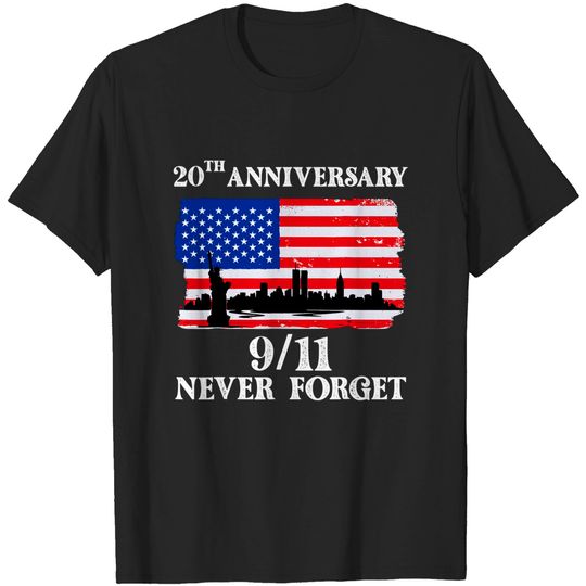 Never Forget 9_11 20th Anniversary 2021 Usa Flag T-Shirt