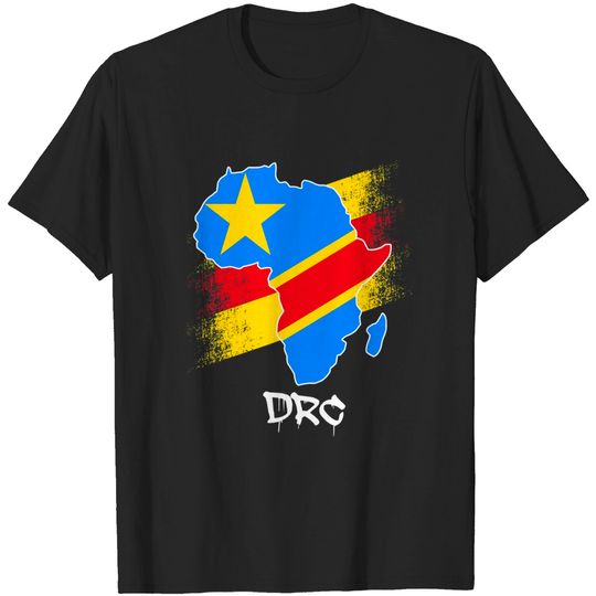 DR Congo flag in Africa Map Love RDC DRC Republic Of Congo T-Shirt