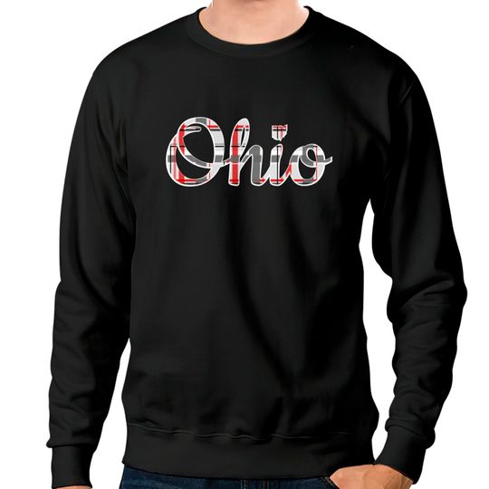 State of Ohio Ohioan Pride Trendy Plaid Script Text Sweatshirt