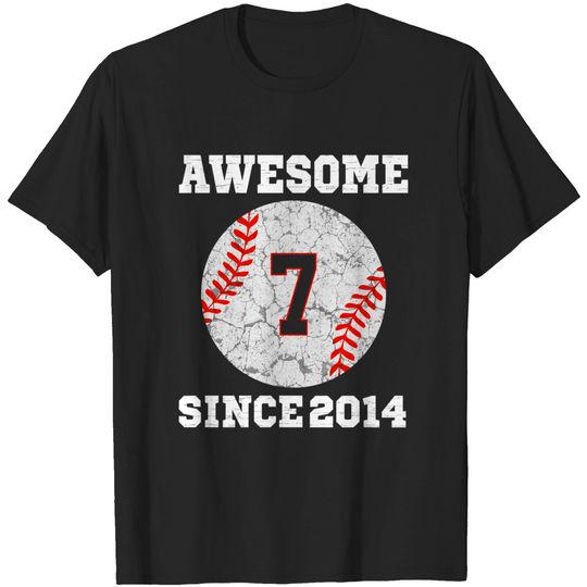 7th Birthday Baseball Lover Gift 7 Years Old Vintage Retro T-Shirt