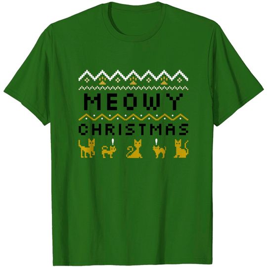 Meowy Christmas - Cat Christmas Sweater - T-Shirt